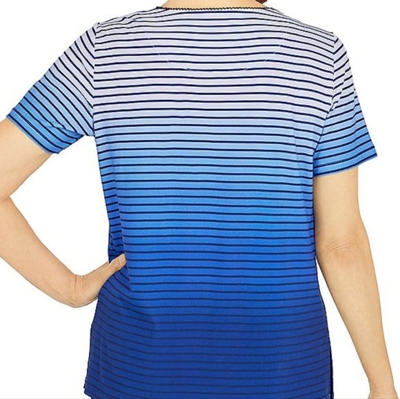 Alfred dunner happy hour ombre stripe floral shirt Whimsical Stripe new - Picture 2 of 2